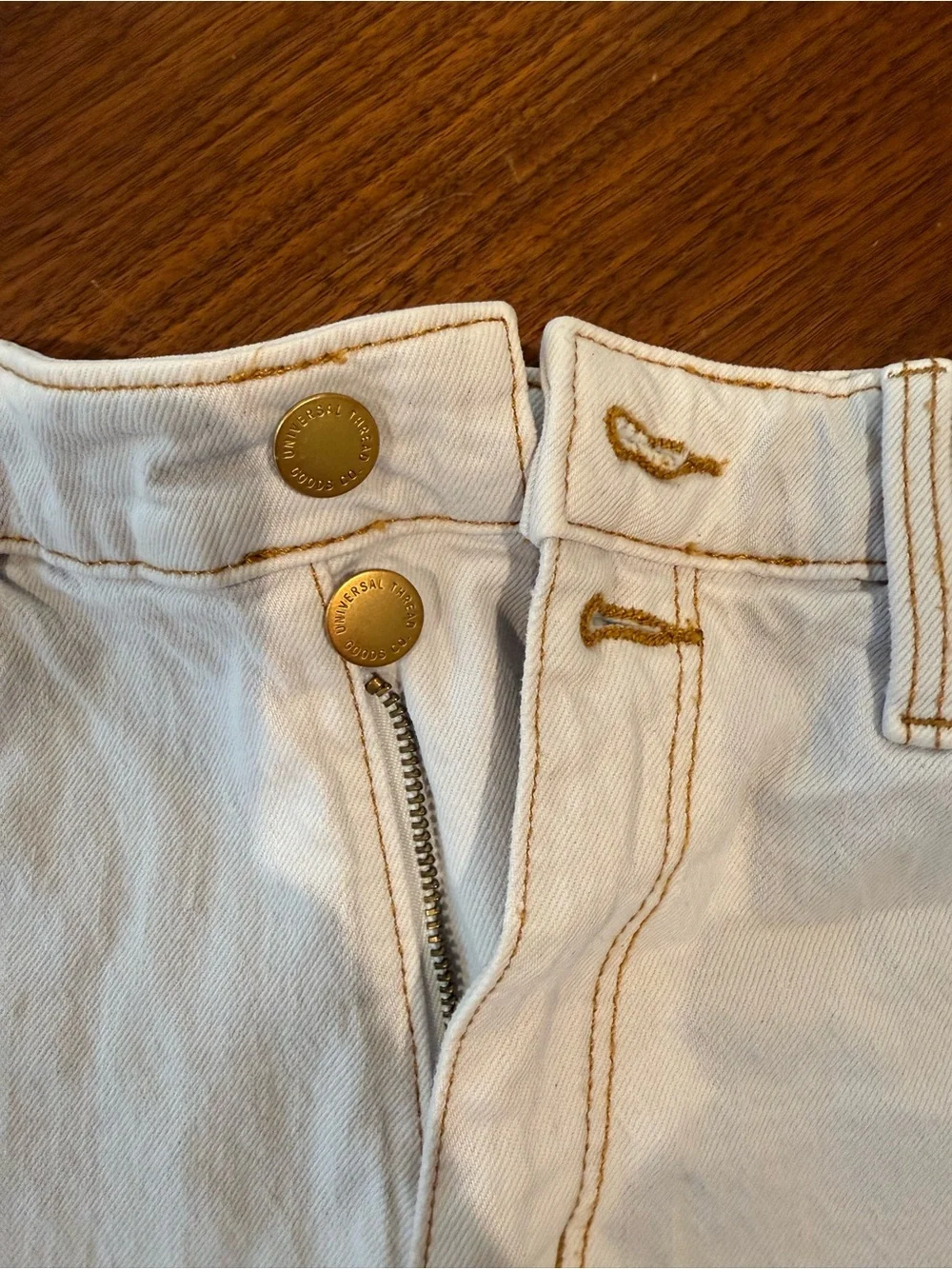 High-Rise White Denim Shorts